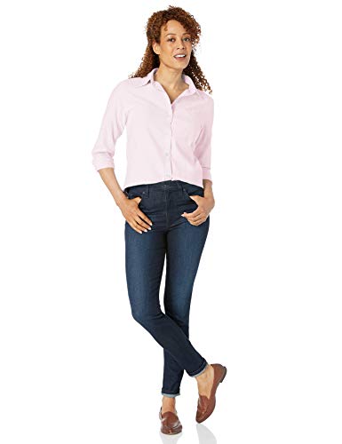 Amazon Essentials - Camisa Oxford de manga larga y corte clásico para mujer, Rosa (Pink Stripe Pst), US S (EU S - M)