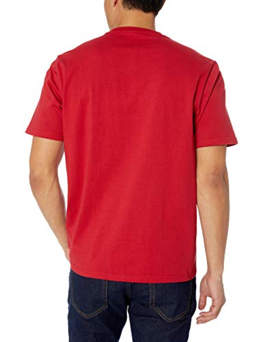 Amazon Essentials - Pack de 2 camisetas de corte holgado con cuello en V y bolsillo en el pecho para hombre, Rojo (Red Red), US XS (EU XS)