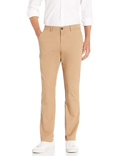 Amazon Essentials - Pantalones chinos elásticos informales de corte atlético, Dark Khaki, 31W x 30L