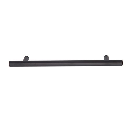 AmazonBasics AB1505-FB-10 Tirador de armario en forma de barra, tipo europeo, Negro liso (Flat Black), 22,07 cm de longitud (centro del orificio de 16,02 cm)