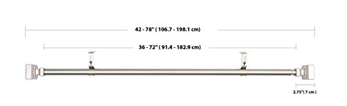 AmazonBasics - Barra de cortina de 2,54 cm de diámetro, con terminales cuadrados, 91,44 a 182,88 cm, Níquel