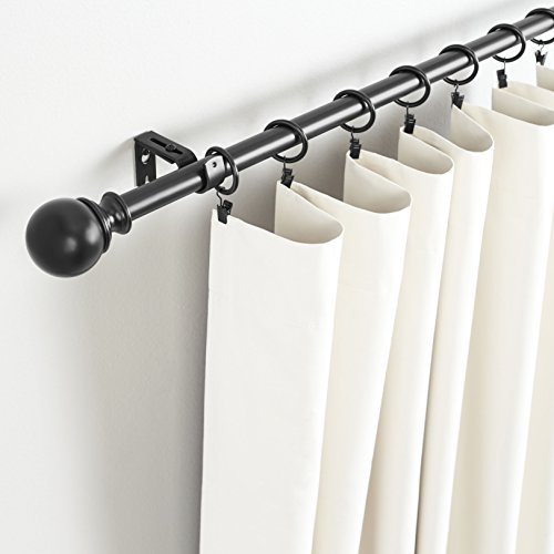 AmazonBasics - Barra para cortinas con remates redondeados, 91-182 cm, Negro