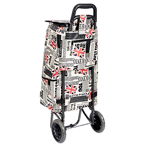 AmazonBasics - Carrito de la compra con 2 ruedas, 40 litros, diseño de patchwork