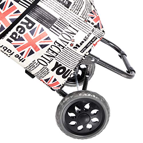 AmazonBasics - Carrito de la compra con 2 ruedas, 40 litros, diseño de patchwork