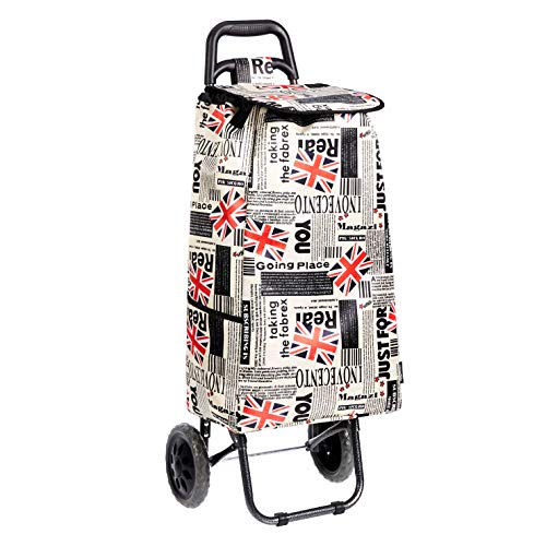 AmazonBasics - Carrito de la compra con 2 ruedas, 40 litros, diseño de patchwork