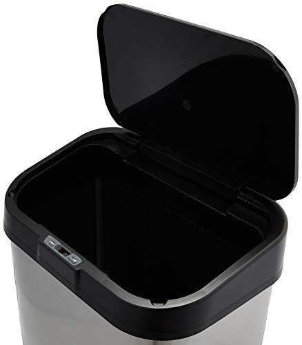 AmazonBasics - Cubo de basura automático de acero inoxidable, rectangular, 60 litros