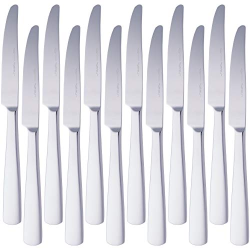 AmazonBasics – Cuchillos de mesa de acero inoxidable con borde cuadrado, juego de 12