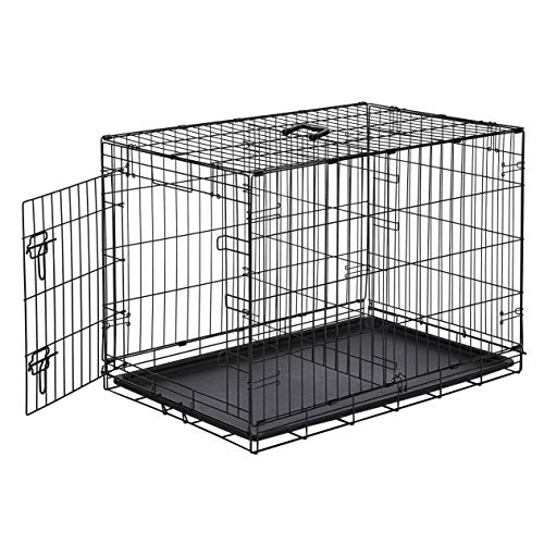 AmazonBasics - Jaula plegable de metal para mascota (una puerta, 91 cm largo)