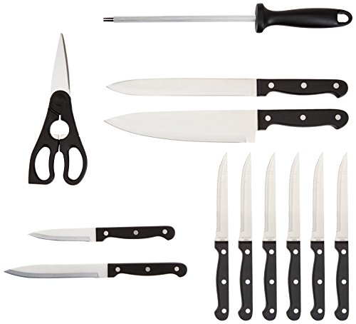 AmazonBasics - Juego de cuchillos de cocina y soporte (14 piezas)