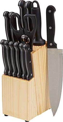 AmazonBasics - Juego de cuchillos de cocina y soporte (14 piezas)