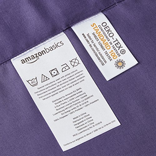 AmazonBasics - Juego de funda nórdica de microfibra ligera de microfibra, 230 x 220 cm, Floral morado (Purple Floral)