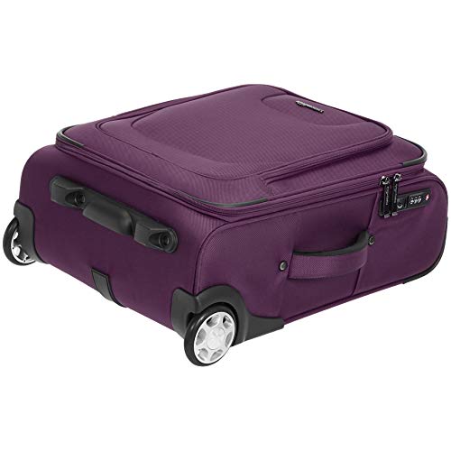 AmazonBasics – Maleta blanda expansible verticalmente de altas prestaciones con candado TSA, 48 cm, apta para cabinas de pasajeros de todo el mundo, morado