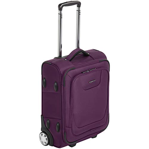 AmazonBasics – Maleta blanda expansible verticalmente de altas prestaciones con candado TSA, 48 cm, apta para cabinas de pasajeros de todo el mundo, morado