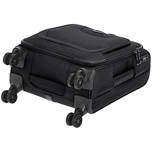 AmazonBasics - Maleta de cabina con ruedas de calidad superior, expandible, con lados blandos y cierre con candado TSA, 46 cm, internacional, Negro