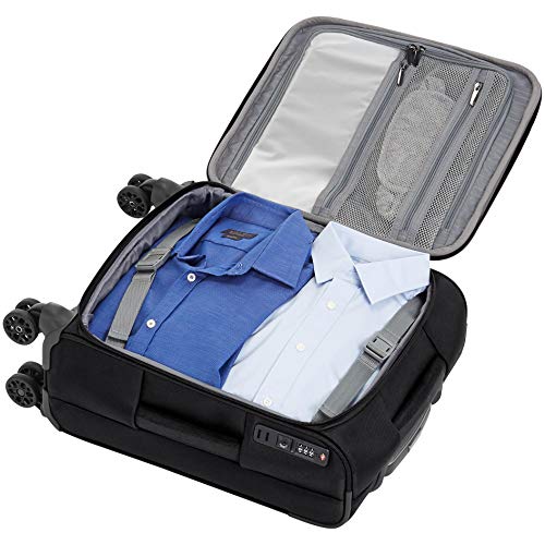 AmazonBasics - Maleta de cabina con ruedas de calidad superior, expandible, con lados blandos y cierre con candado TSA, 46 cm, internacional, Negro