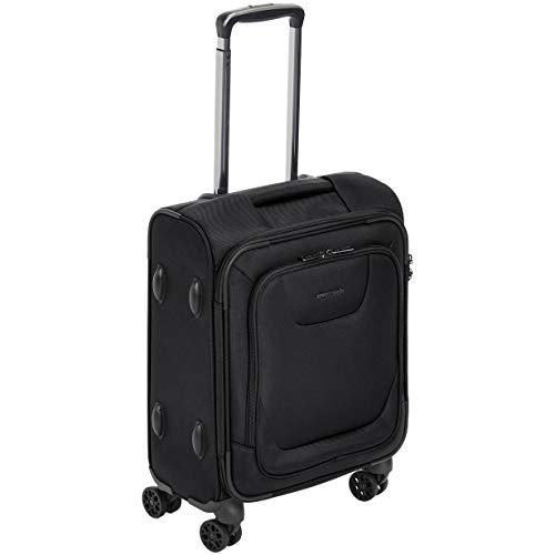 AmazonBasics - Maleta de cabina con ruedas de calidad superior, expandible, con lados blandos y cierre con candado TSA, 46 cm, internacional, Negro