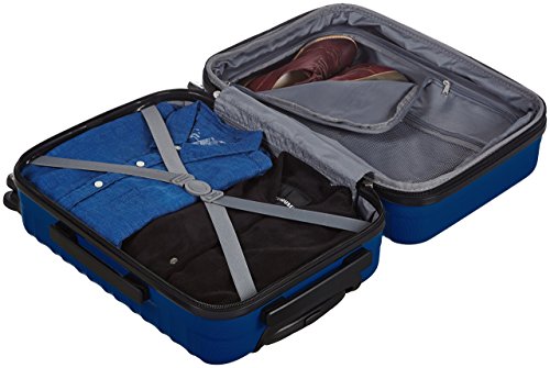 AmazonBasics - Maleta de viaje rígida giratori - 55 cm, Tamaño de cabina, Azul marino