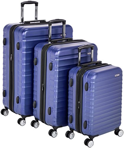 AmazonBasics - Maleta rígida «Hardside» de alta calidad, con ruedas giratorias y cerradura TSA incorporada - Juego de 3 unidades (55 cm, 68 cm, 78 cm), Azul