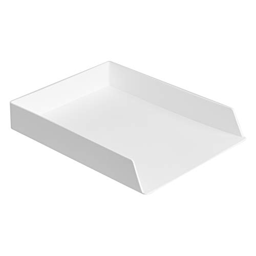 AmazonBasics Organizador de plástico, bandeja para cartas, blanco, paquete de 2