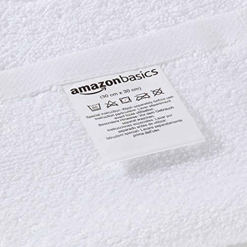 AmazonBasics - Paños de algodón (30,5 x 30,5 cm), pack de 12 - Blanco