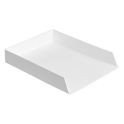 AmazonBasics Paquete de organizadores de plástico, bandeja para cartas (paquete de 2) y bandeja para accesorios, blanco