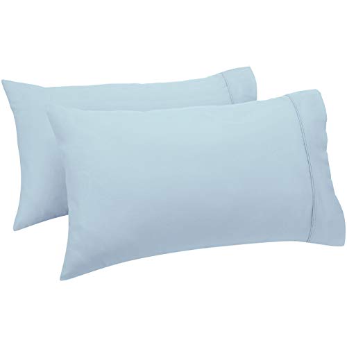 AmazonBasics - Set de 2 fundas de almohada de 400 hilos, 50 x 80 cm - Azul ahumado