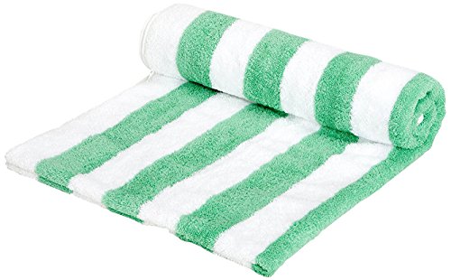 AmazonBasics - Toalla de playa, de rayas Cabana, color verde, pack de 1