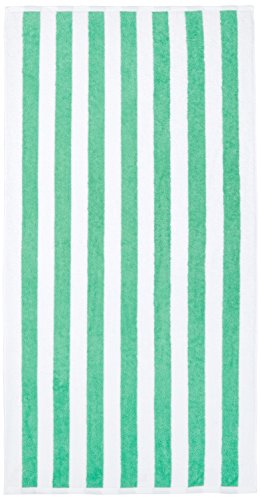 AmazonBasics - Toalla de playa, de rayas Cabana, color verde, pack de 1