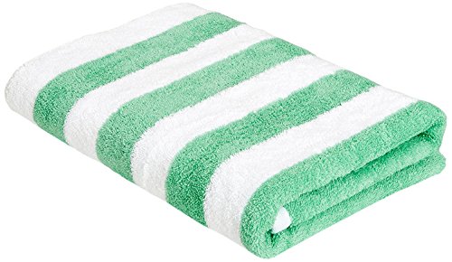 AmazonBasics - Toalla de playa, de rayas Cabana, color verde, pack de 1