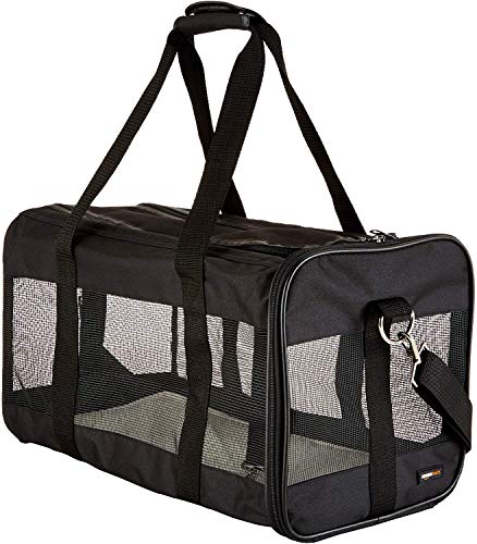 AmazonBasics - Trasportín negro con laterales flexibles - Grande