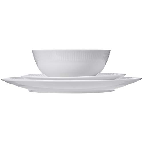 AmazonBasics - Vajilla de 18 piezas, Porcelana blanca con borde, 6 servicios