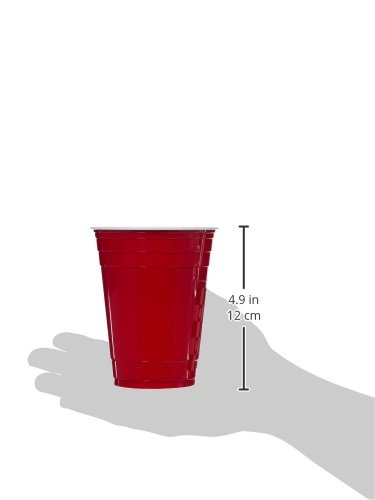 AmazonBasics - Vasos de plástico desechables, 473 ml - Pack de 240, Rojo