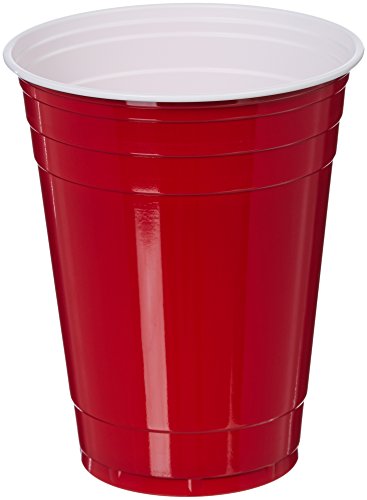 AmazonBasics - Vasos de plástico desechables, 473 ml - Pack de 240, Rojo