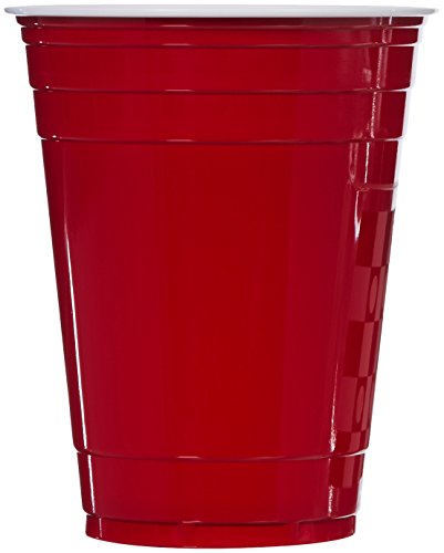 AmazonBasics - Vasos de plástico desechables, 473 ml - Pack de 240, Rojo