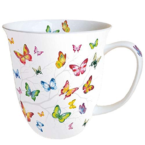 Ambiente - Taza de porcelana fina (0,4 L), diseño de mariposas