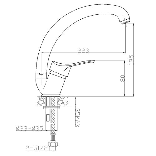 ambrosiana SEI1406CAN - Grifo mezclador para fregadero de cocina/lavandería con caña alta Serie Seis de latón color tierra de Francia con aireador de ahorro de agua