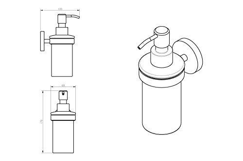 Ambrosya® | Dispensador de jabón Exclusivo Hecho de Acero Inoxidable | Cuarto de baño Soporte de Vidrio Soporte de jabón Jabonera Dispensador de Plato Inodoro (Acero Inoxidable (Cepillado))