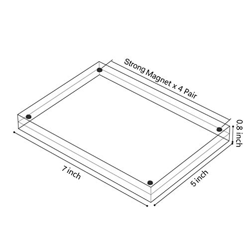 AMEITECH Marco de Fotos acrílico de 13x18 cm, Marcos magnéticos, Soporte de 10 + 10MM de Espesor en Escritorio o Mesa, Transparente - Paquete de 5