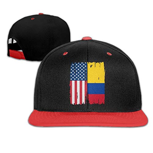 American Colombia Flag Unisex Hip Hop Flat Brim Snapback Hats Contrast Color Baseball Cap Hats for Women Men