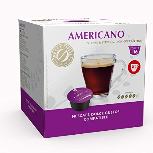 Americano / Grande: Cápsulas de café compatibles con Dolce Gusto. 6 Paquetes de 16 Cápsulas. Total: 96 Cápsulas