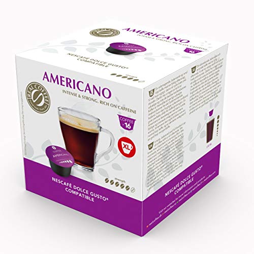 Americano / Grande: Cápsulas de café compatibles con Dolce Gusto. 6 Paquetes de 16 Cápsulas. Total: 96 Cápsulas