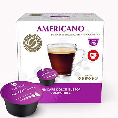 Americano / Grande: Cápsulas de café compatibles con Dolce Gusto. 6 Paquetes de 16 Cápsulas. Total: 96 Cápsulas