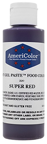 AmeriColor 133 ml Liquid Gel Alimentos Color, 4.5-Ounce, Super Rojo