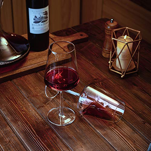 Amisglass Copas de Vino, Copa de Vino Blanco Crtistal de Primera Calidad sin Plomo, Juego 6 Piezas Uso en Casa, Restaurante y en Fiestas | Apto para Microondas y Lavavajillas - 500 ml