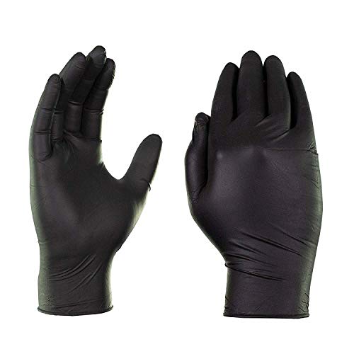 Ammex GlovePlus - Guantes de nitrilo negro , sin látex, desechables, sin polvo (caja de 100)