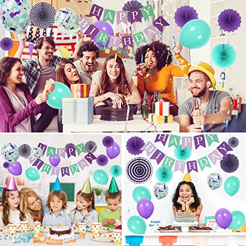 AMOE Globos Fiesta Suministros Cumpleaños Decoraciones Púrpura, de latex Kits de decoraciones de fiesta de cumpleaños de para niña Pequeña Fiesta de Cumpleaños de Dama de niño, Boda