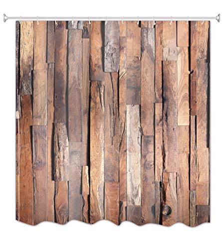 A.Monamour Rústico Apenado Grunge Vieja Madera Vertical Tablones Piso 3D Arte Gráfico Impresión Textil Poliéster Moho Resistente Cortinas De Ducha De Tela Poliester para Decoración De Baño 150x180 cm