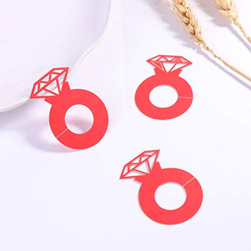 Amosfun 24 Piezas Anillo de Diamantes Encantos de Copa de Vino Marcador Bebida Identificadores de Vidrio Fiesta de Gallina Día de San Valentín Decoraciones de Boda Rojo