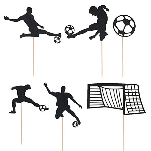 Amosfun 24 UNIDS Fútbol Cupcake Toppers Sports Cake Toppers Cumpleaños Jugar Football Cake Topper Comida Frutas Pastel Selecciones para cumpleaños Juego Mundial Deportes Suministros para Fiestas