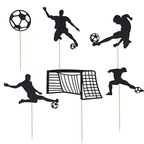 Amosfun 24 UNIDS Fútbol Cupcake Toppers Sports Cake Toppers Cumpleaños Jugar Football Cake Topper Comida Frutas Pastel Selecciones para cumpleaños Juego Mundial Deportes Suministros para Fiestas